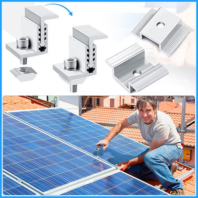 Aluminum Mid Clamps Solar Panels Mounting System Customized Thickness
